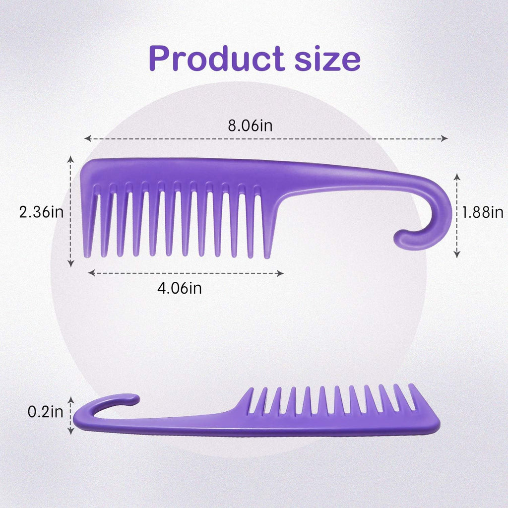 Wide Tooth Comb Detangling Hair Brush, Premium Care Handgrip Comb, Apply to for Curly, Wet, Dry, Thick Hair Etc. (Purple)