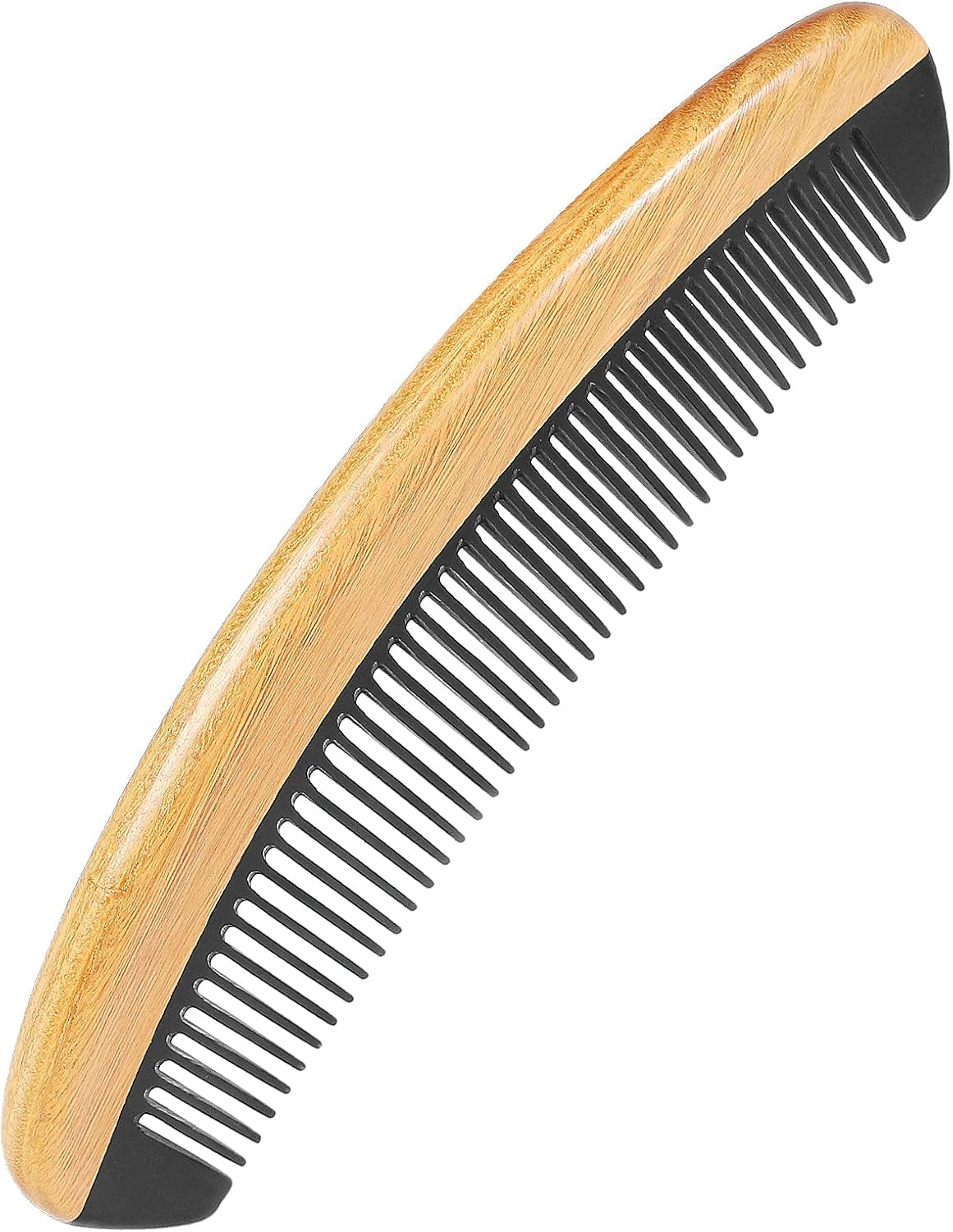 Handmade 100% Natural Green Sandalwood Hair Combs - Anti-Static Sandalwood Scent Natural Hair Detangler Wooden Comb (Buffalo Horn Oval Fine Tooth)