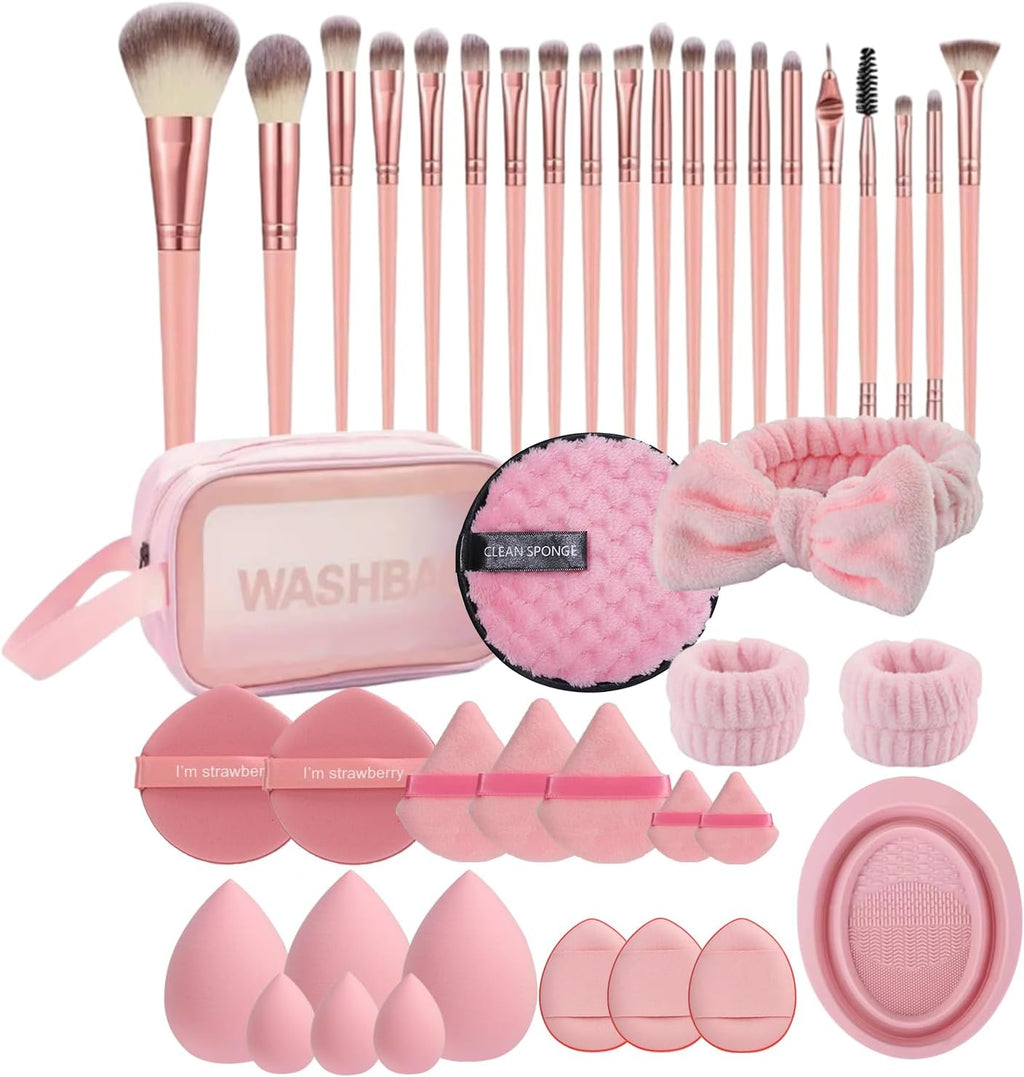 Makeup Brush Set, 42Pcs Makeup Tool Set Premium Synthetic Foundation Powder Concealers Eye Shadows Blush Makeup Brushes Kit with Makeup Sponge, Powder Puffs for Beginner & Professional