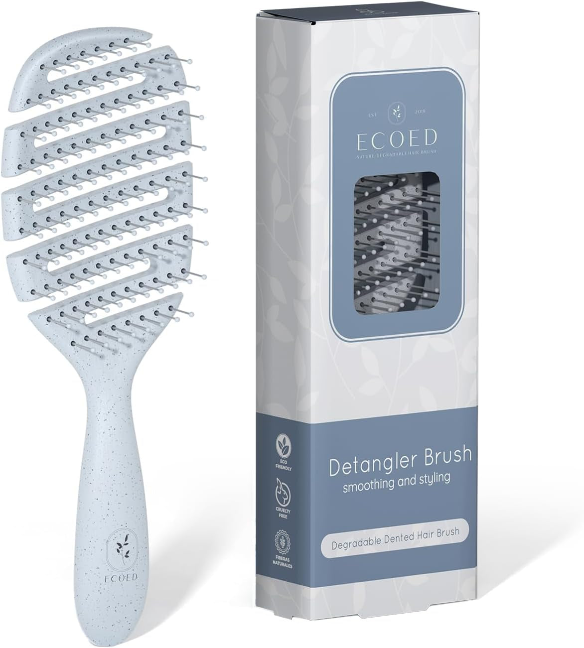Hair Brush, Vented Detangling Brush, Quickly Detangles and Smooths Hair for Curly, Thick, and Straight Hair, Hair Brush for Women and Men, Blue, Eco Friendly, Sustainable Material