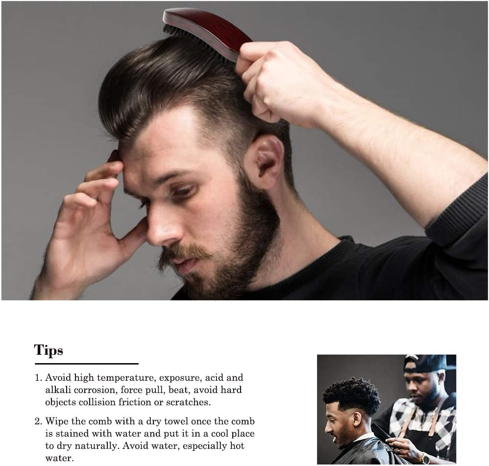 Brush, Hair Comb with Wooden Handle, Real Soft Hair Brush Wild Boar Bristle Brush in Beech Wood Color Hair Comb with Wooden Handle Styling Tool for Beard Care Beard Brush