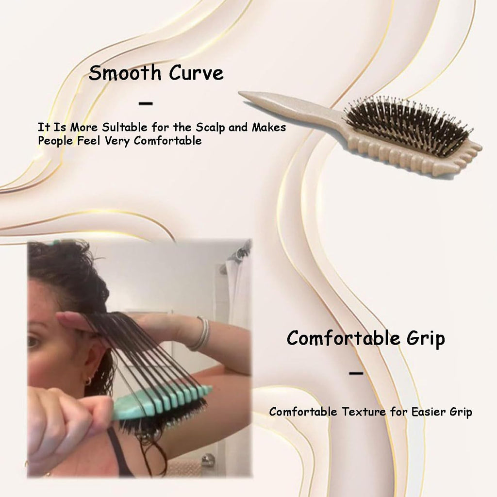 Curly Hair Brush,Curl Brush,Curl Defining Brush,Newest Boar Bristle Hair Brush,Suitable for All Hair Types,Including Hair Grab and Headband,Boar Bristle Hair Brush,Hair Brush for Women(Beige)