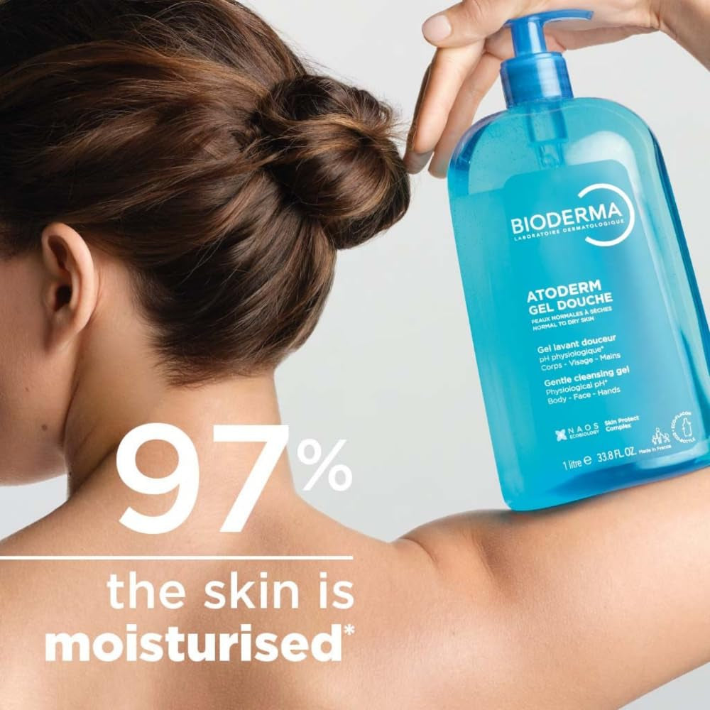 Bioderma - Atoderm Shower Gel Body Wash - Moisturizing Face and Body Cleanser for rmal to Dehydrated Sensitive Skin