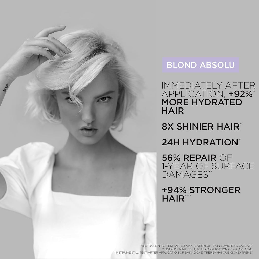 Kérastase Blond Absolu, Lumière Illuminating Shampoo, for Lightened or Highlighted and Grey Hair, Nourishes and Illuminate, with Hyaluronic Acid