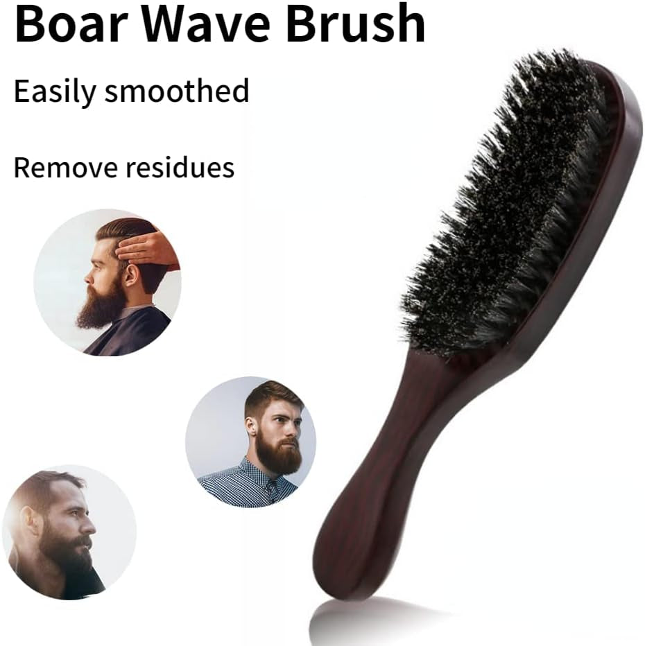 Brush, Hair Comb with Wooden Handle, Real Soft Hair Brush Wild Boar Bristle Brush in Beech Wood Color Hair Comb with Wooden Handle Styling Tool for Beard Care Beard Brush