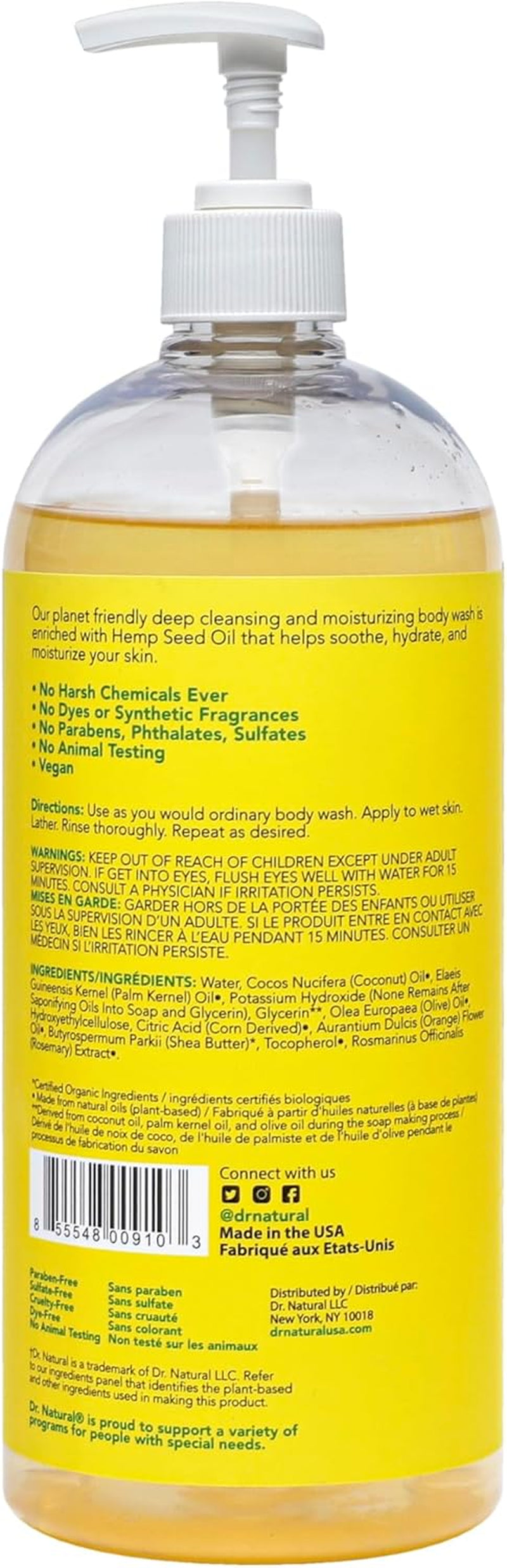 Refreshing Citrus Oil Body Wash - Dry Skin Moisturizing Natural Body Wash with Shea Butter and Coconut Oil - for Family and Pets - 946 Ml