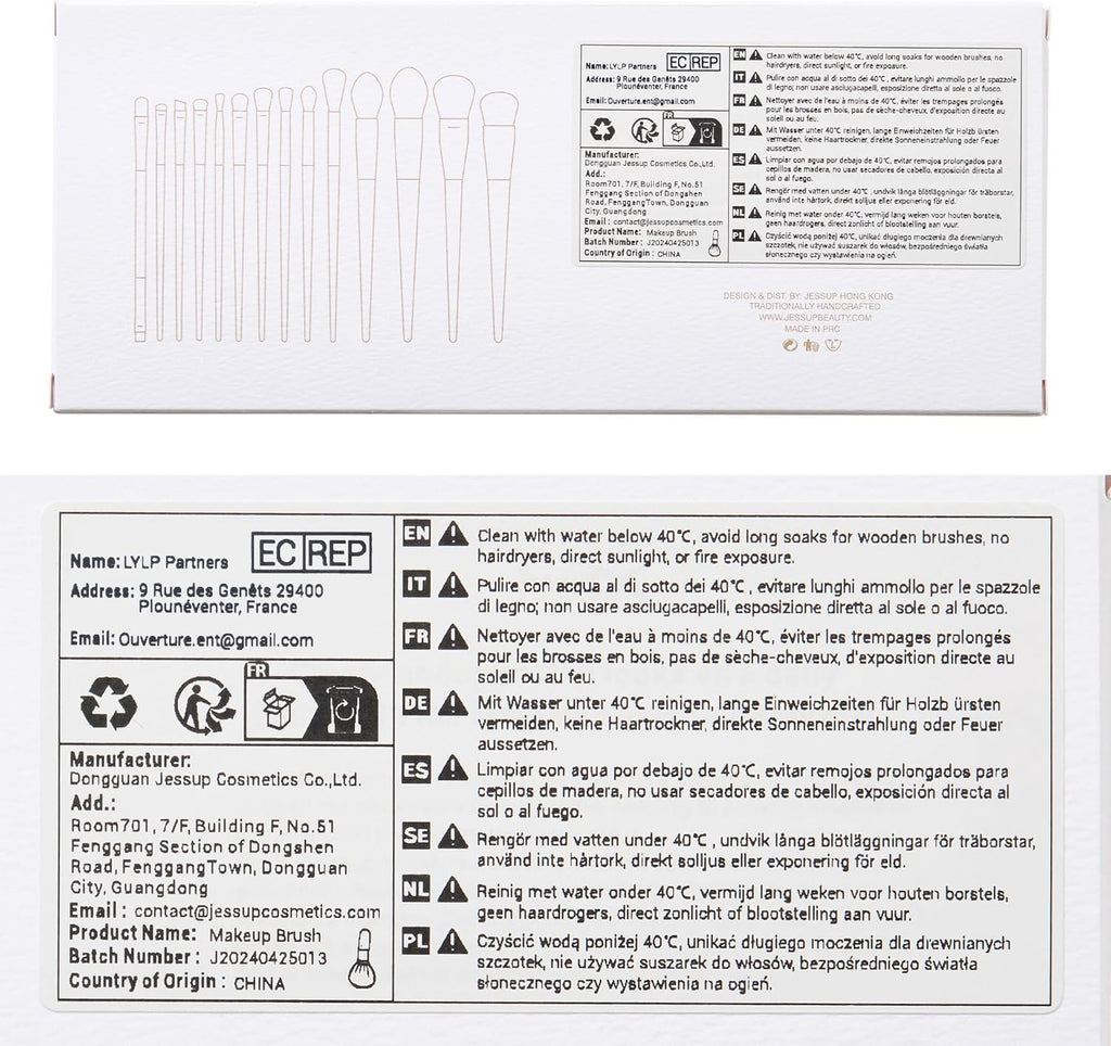 Makeup Brushes 14Pcs Makeup Brush Set Premium Synthetic Powder Foundation Contour Blush Concealer Eye Shadow Blending Liner Make up Brush Kit Light Grey T329