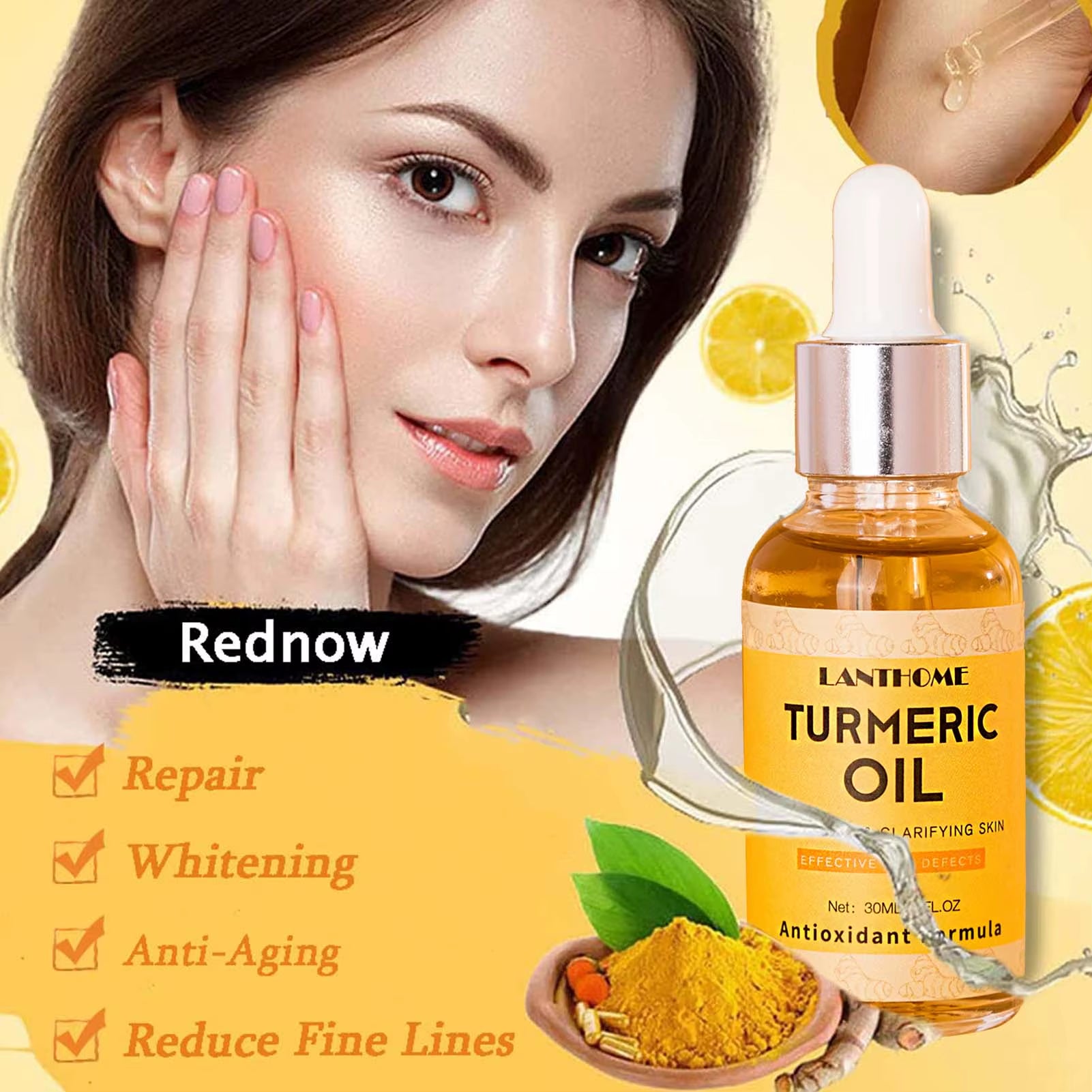 30Ml Turmeric Oil Facial Turmeric Serums Deep Moisture Serums Turmeric Freckle Whitening Serum Nourish Smooth Face Skin Care