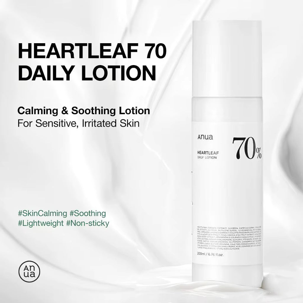 Anua Heartleaf 70 Lotion, Face Moisturizer with Hyaluronic Acid for Sensitive Skin, Lightweight, Korean Skin Care