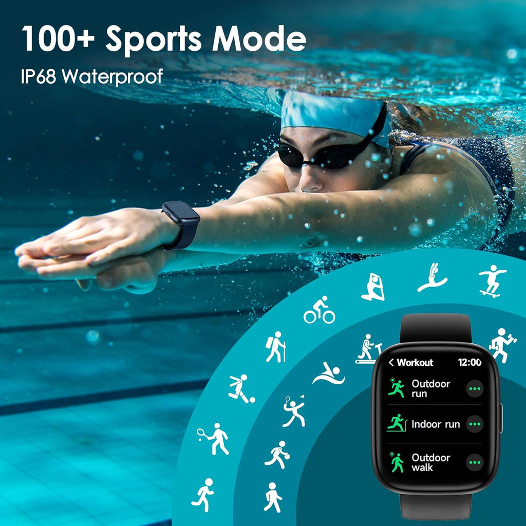 Smart Watch, 1.83" Touch Screen Smartwatch with Alexa Built-In IP68 Waterproof, Pedometer for Men and Women (Pink)