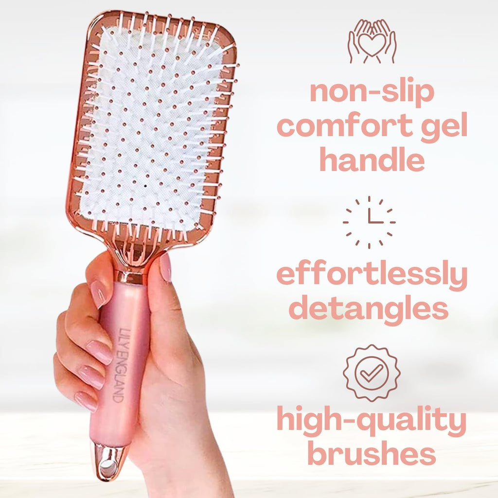 Paddle Brush Best for Detangling, Straightening Hair and Blowdrying, Rose Gold Hairbrush
