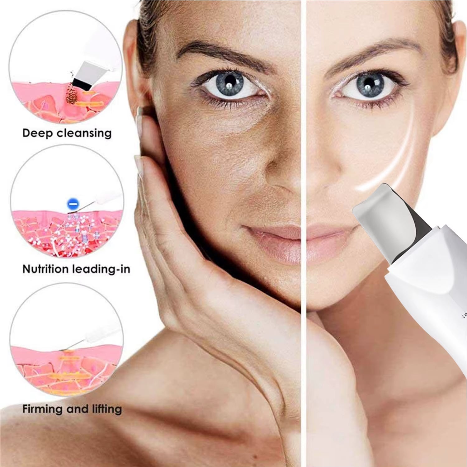 Facial Vibration Massage Skin Scrubber Cleaner Ion Acne Blackhead Remover Peeling Shovel Cleaner Facial Massager Skin Care
