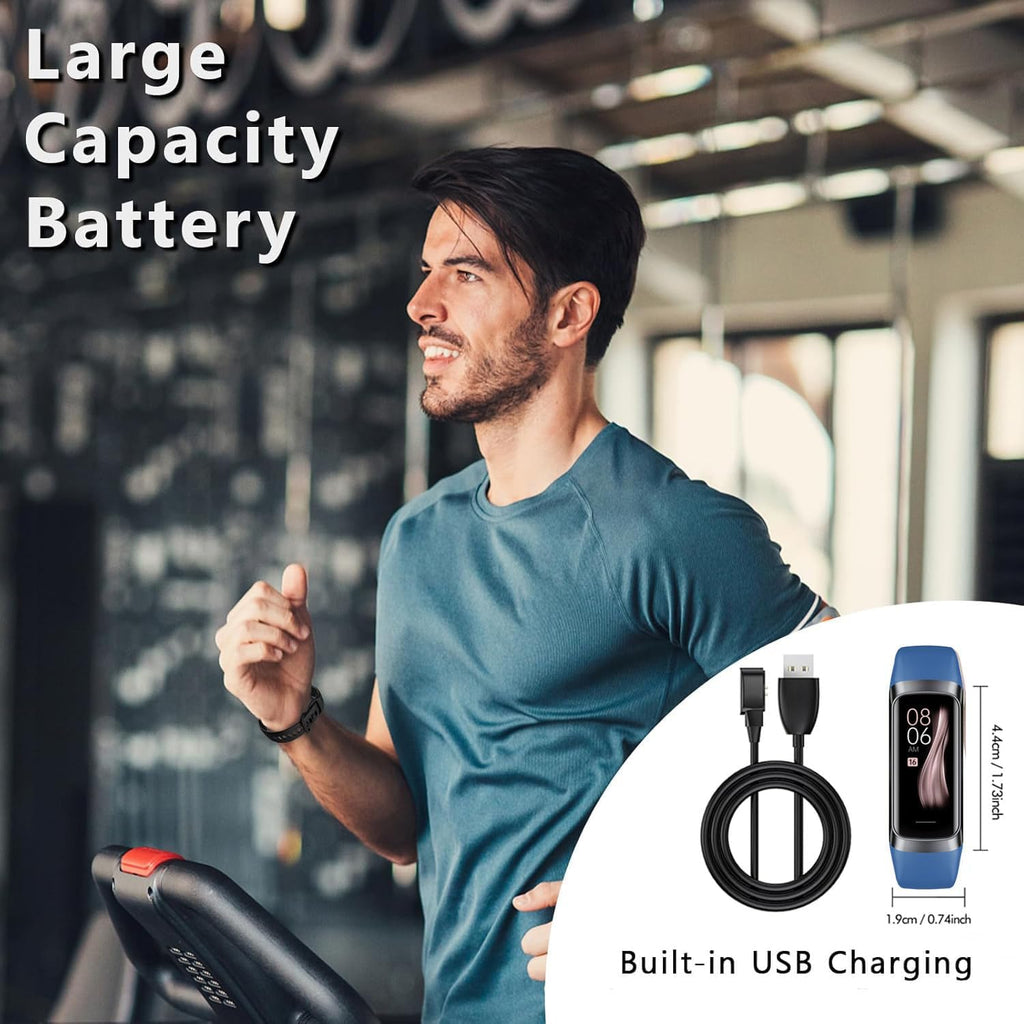 Fitness Tracker with 24/7 Heart Rate, Blood Oxygen Blood Pressure Sleep Monitor, Activity Trackers IP68 Waterproof,Step Calorie Counter Pedometer Health Smart Watch for Women Men (Blue)