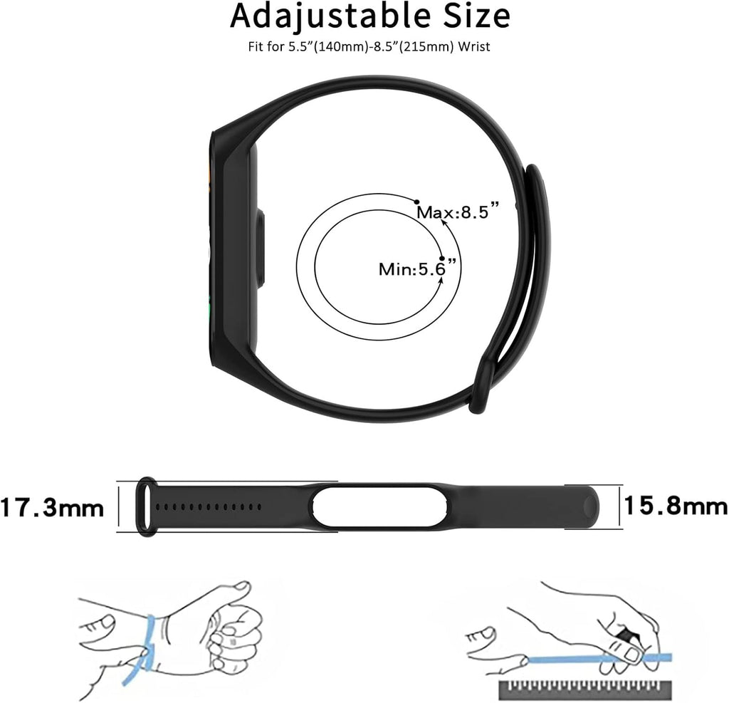 8 Pack Bands Replacement for Xiaomi Mi Band 7 Strap Wristbands Compatible with Mi Band 7 Smartwatch Accessories Colorful Bracelet for Women Men Silicone Smart Watch Xiaomi MI Band 7 Wrist Band