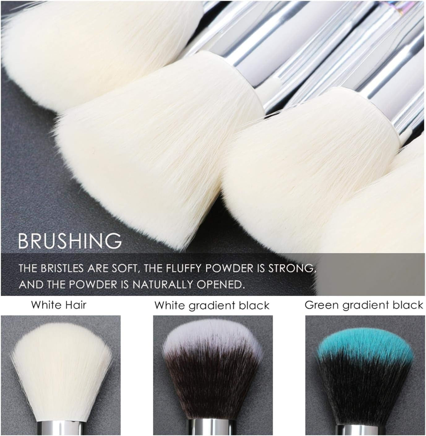 Makeup Brushes Crystal Handle Set,  10 PCS Crystal Transparent Handle Kabuki Powder Foundation Brush Concealer Eye Shadow Eyeliner Eyebrow Brush (Green) (White)
