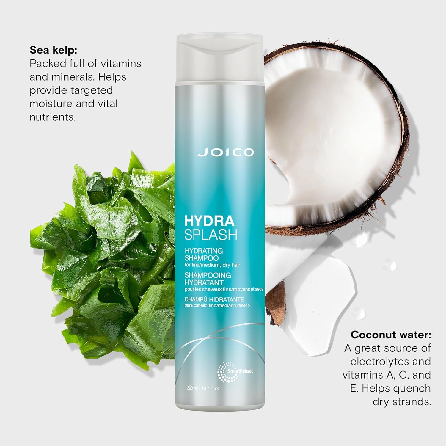 Hydrasplash Hydrating Shampoo or Conditioner for Fine to Medium Hair, Moisturizing Dry Damaged Hair with Keratin and Coconut Oil