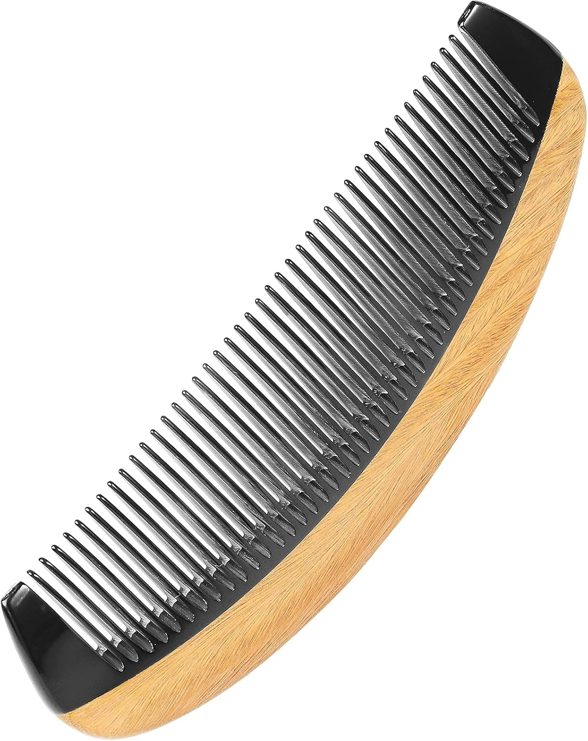 Handmade 100% Natural Green Sandalwood Hair Combs - Anti-Static Sandalwood Scent Natural Hair Detangler Wooden Comb (Buffalo Horn Oval Fine Tooth)