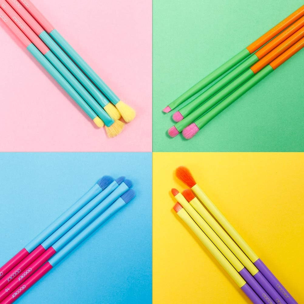 Eye Makeup Brushes 16Pcs Colorful Eyeshadow Makeup Brush Set Professtional Eyeshadow Brushes with Soft Synthetic Hairs & Real Wood Handle for Eyeshadow, Eyebrow, Eyeliner, Blending