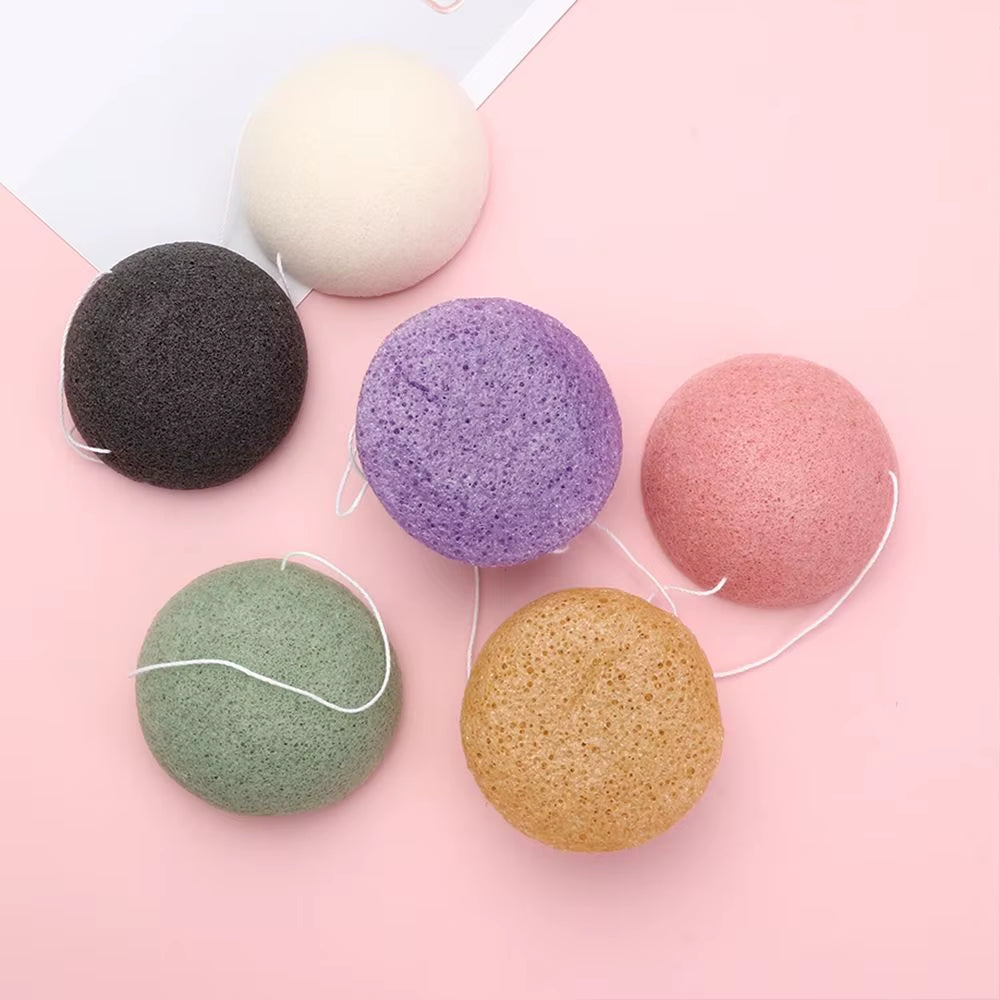Fiber Material round Facial Cleansing Exfoliator Face Wash Cleaning Sponge Face Wash Puff Konjac Cleaning Sponge for 1PC