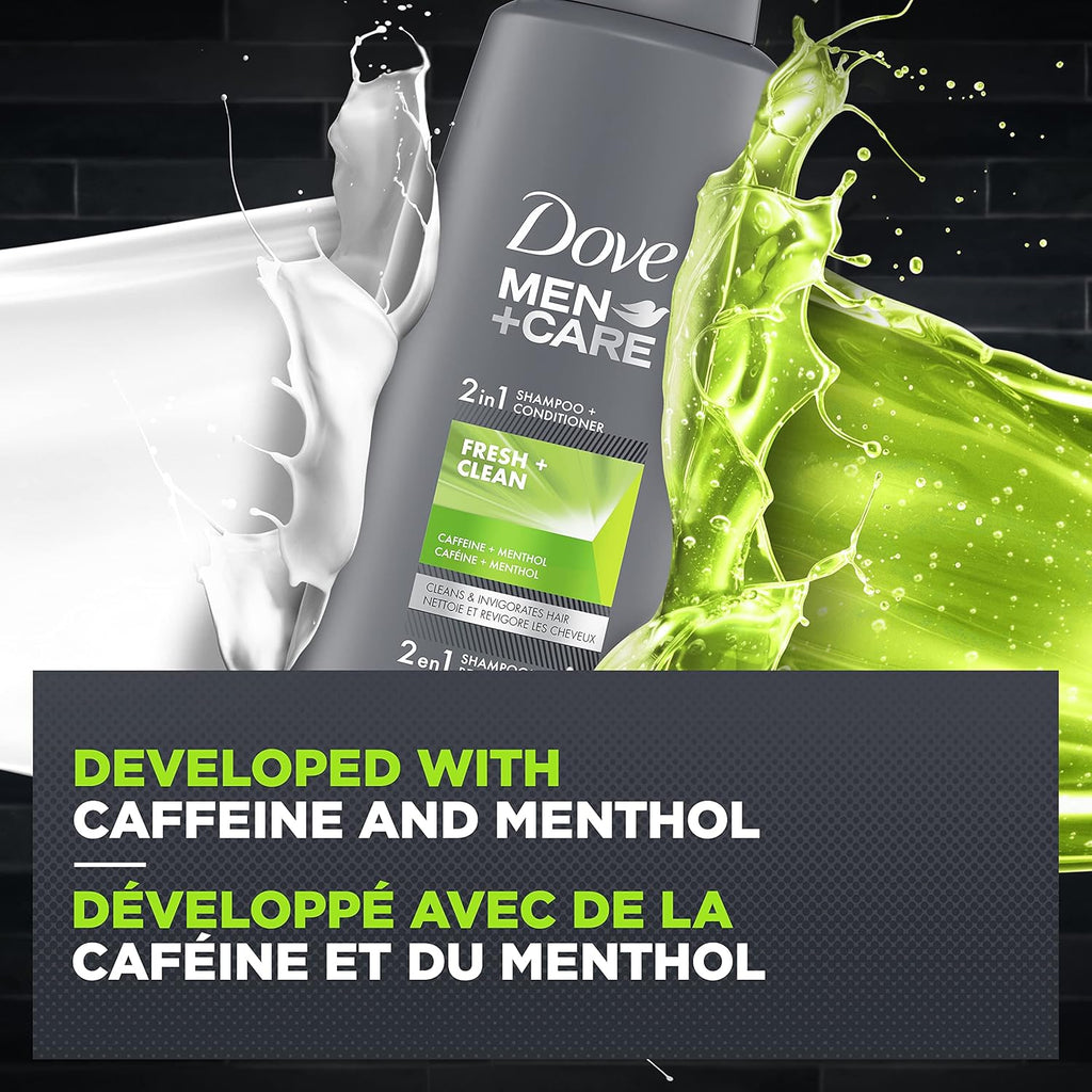 Fresh & Clean 2-In-1 Shampoo & Conditioner for Dry Hair with Caffeine and Menthol 750 Ml