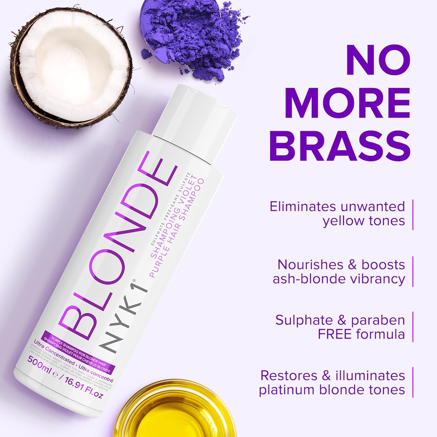 Purple Shampoo for Blonde Hair Blonde Shampoo (500Ml) SULPHATE FREE Blue Shampoo Toner for Blonde Hair Removes Brassy Tones - Silver Shampoo for Bleached Platinum Gray Hair No Yellow Shampoo