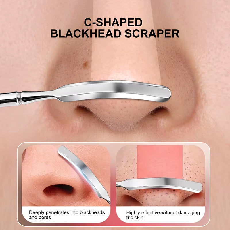 Two-Sided Blackhead Remover Spatula Nose Face Blemish Pore Cleaner Blackhead Clip Tweezers Beauty Face Health Salon Tool