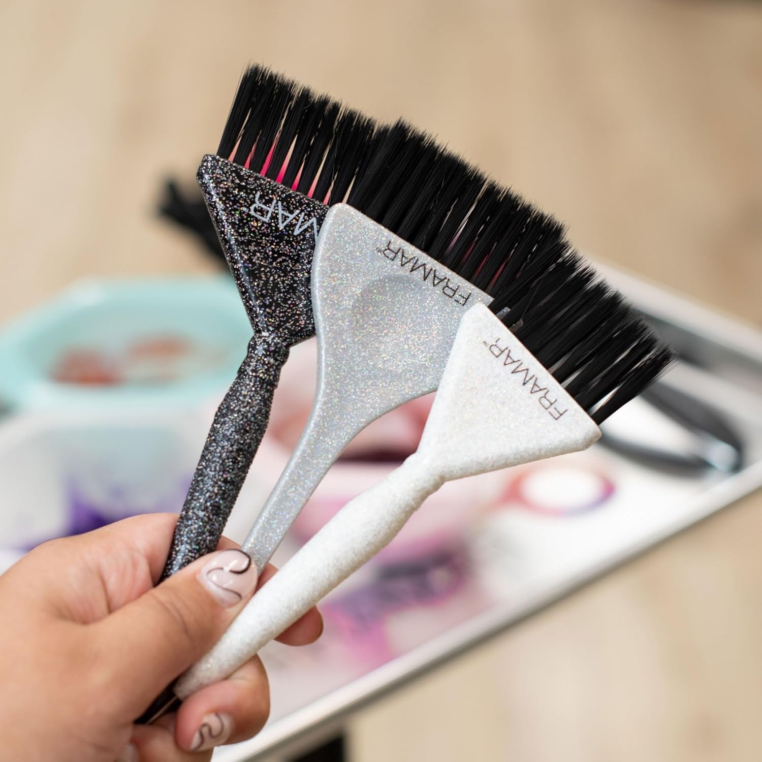 Family Pack Hair Dye Brush Set, Hair Colour Brush Set, Hair Dye Kit, Highlights Hair Dye Kit, Hair Color Brush, Brosse De Teinture Pour Les Cheveux - Glitter 3 Pack