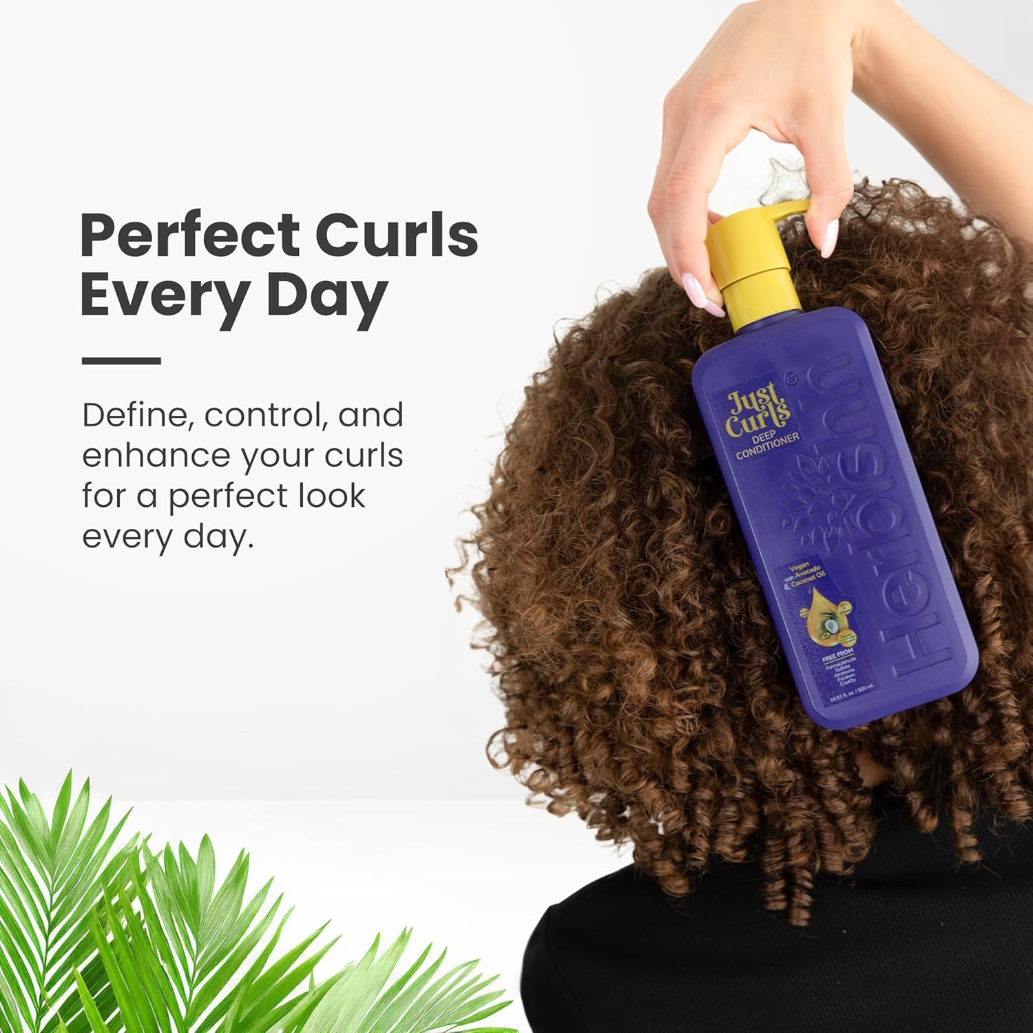 Just Curls Deep Conditioner for Curly & Wavy Hair – 500Ml – Vegan Formula with Avocado & Coconut Oil – Hydrates, Detangles & Restores Dry, Damaged Curls – Frizz Control & Curl Definition