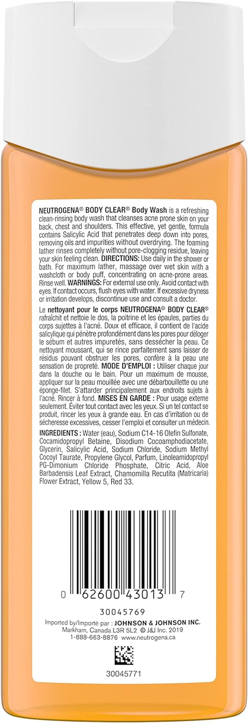 Body Clear Acne Body Wash with Salicylic Acid - Pimple Care Product, Acne Treament, Pore Cleaner, Help Treat Breakouts on Back, Chest & Shoulders, Non-Comedogenic- 250 Ml