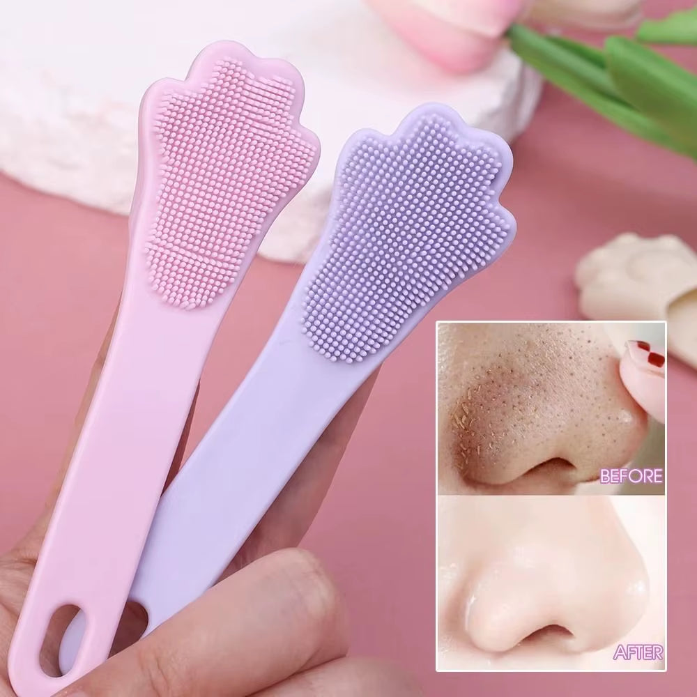 Silicone Facial Cleansing Brush Flexible Reusable Blackhead Remover Brush Soft Cat Claw Finger Massage Brushes Facial Cleansing