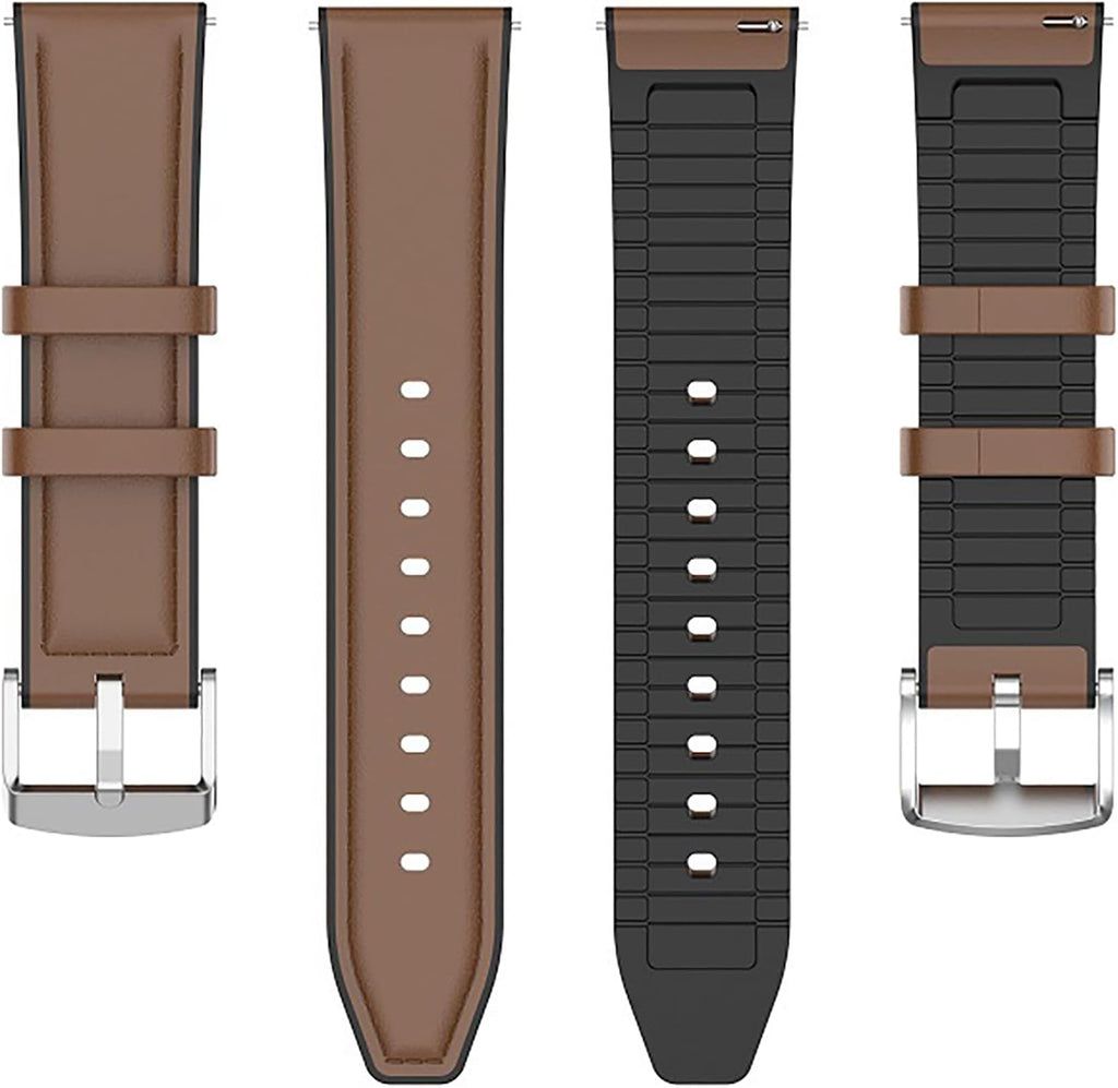 ID208 plus Smart Watch Bands, Leather Silicone Breathable Replacement Smartwatch Strap Wristband Compatible for Quican, Aeac, WMK ID208 plus 1.8 Inches Smart Watch (Brown)