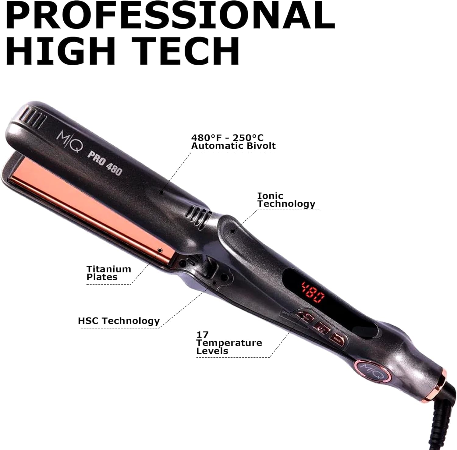 HAIR STRAIGHTENING PLATE TITANIUM MQ PRO 480