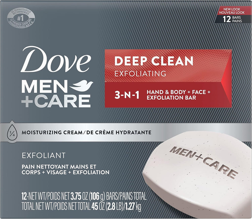 Hand & Body + Face + Exfoliation Bar Soap with Purifying Grains & Body and Face Bar Soap for Healthy and Strong Skin Clean Comfort ¼ Moisturizing Cream 106 G Pack of 6