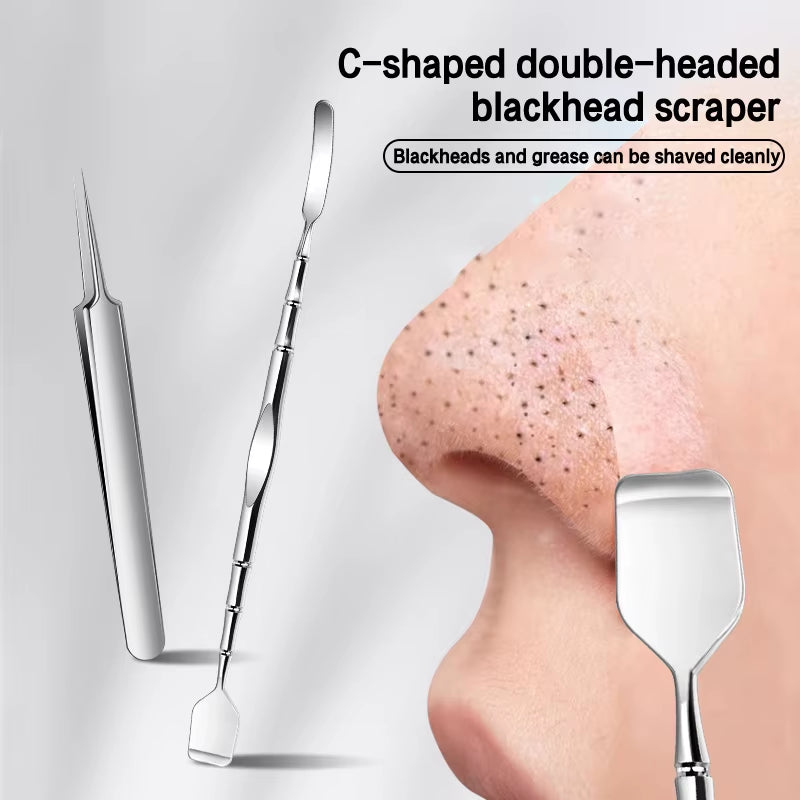 Two-Sided Blackhead Remover Spatula Nose Face Blemish Pore Cleaner Blackhead Clip Tweezers Beauty Face Health Salon Tool