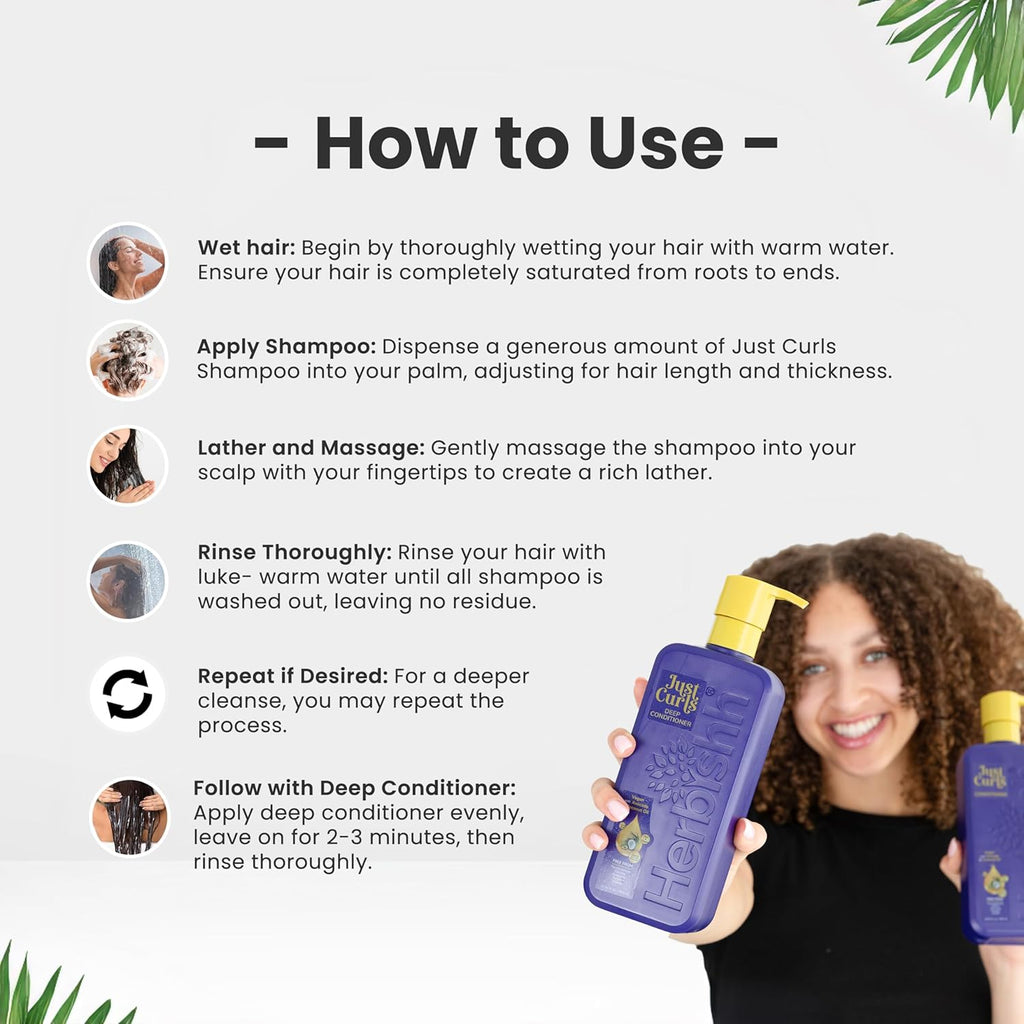 Just Curls Deep Conditioner for Curly & Wavy Hair – 500Ml – Vegan Formula with Avocado & Coconut Oil – Hydrates, Detangles & Restores Dry, Damaged Curls – Frizz Control & Curl Definition