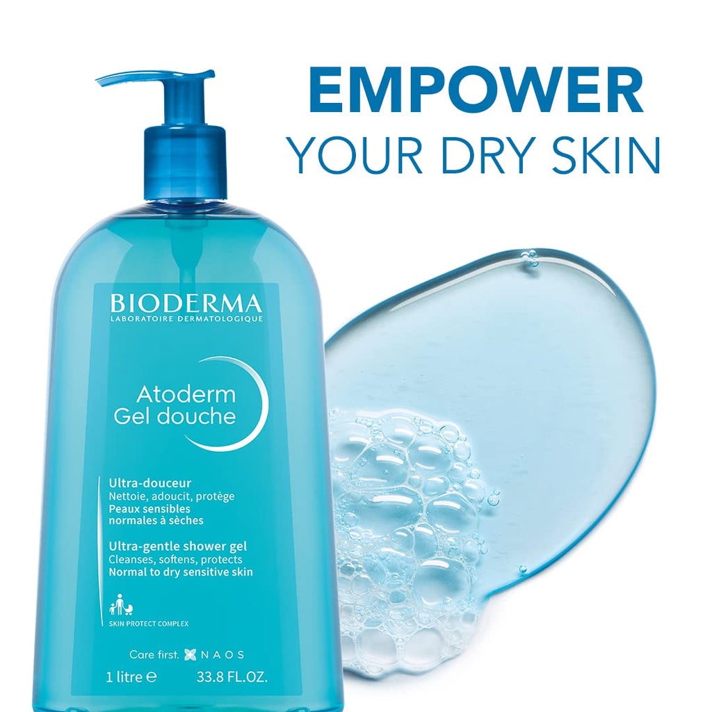Bioderma - Atoderm Shower Gel Body Wash - Moisturizing Face and Body Cleanser for rmal to Dehydrated Sensitive Skin