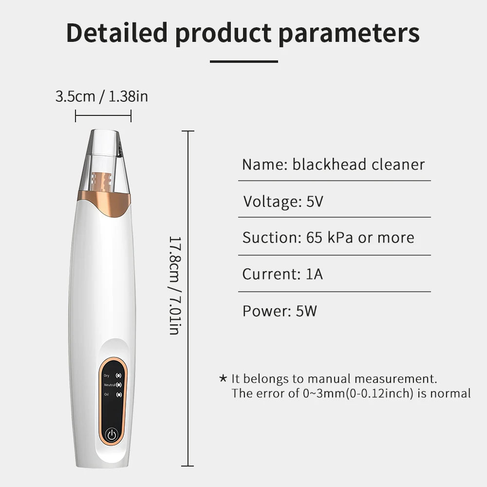 Electric Blackhead Remover Beauty Facial Cleaner Black Point Vacuum Suction Black Head Dots Remover Extractor Skin Care Tools