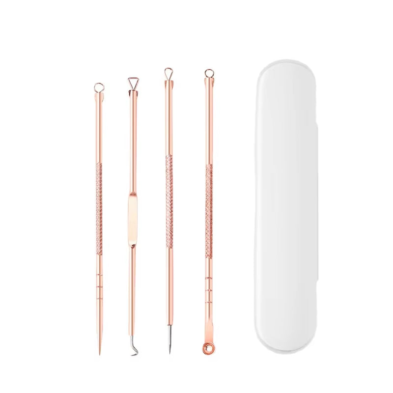 Sliver Gold Blackhead Comedone Acne Pimple Belmish Extractor Vacuum Blackhead Remover Clean Tool Spoon for Face Skin Care Tool