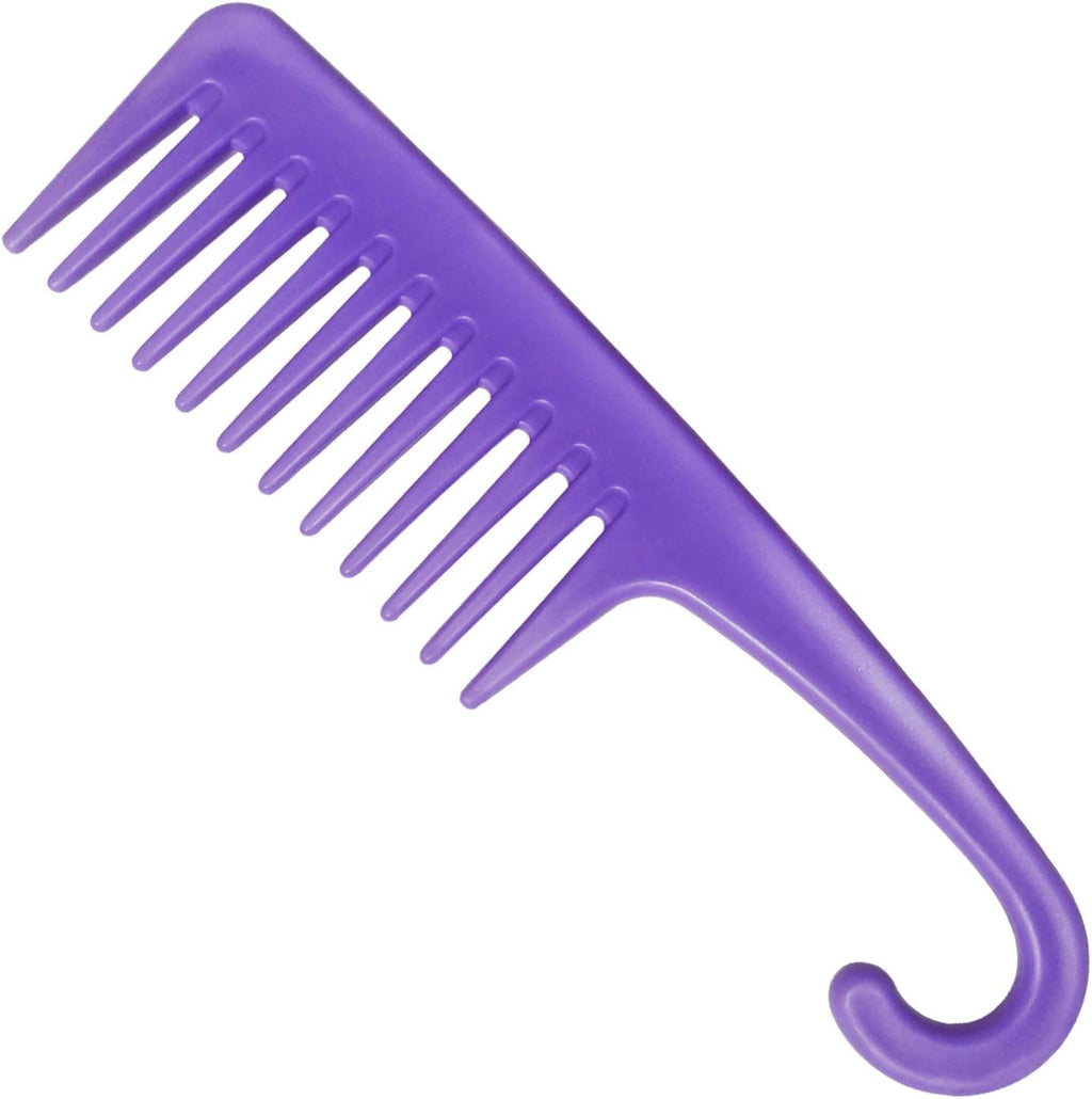 Wide Tooth Comb Detangling Hair Brush, Premium Care Handgrip Comb, Apply to for Curly, Wet, Dry, Thick Hair Etc. (Purple)
