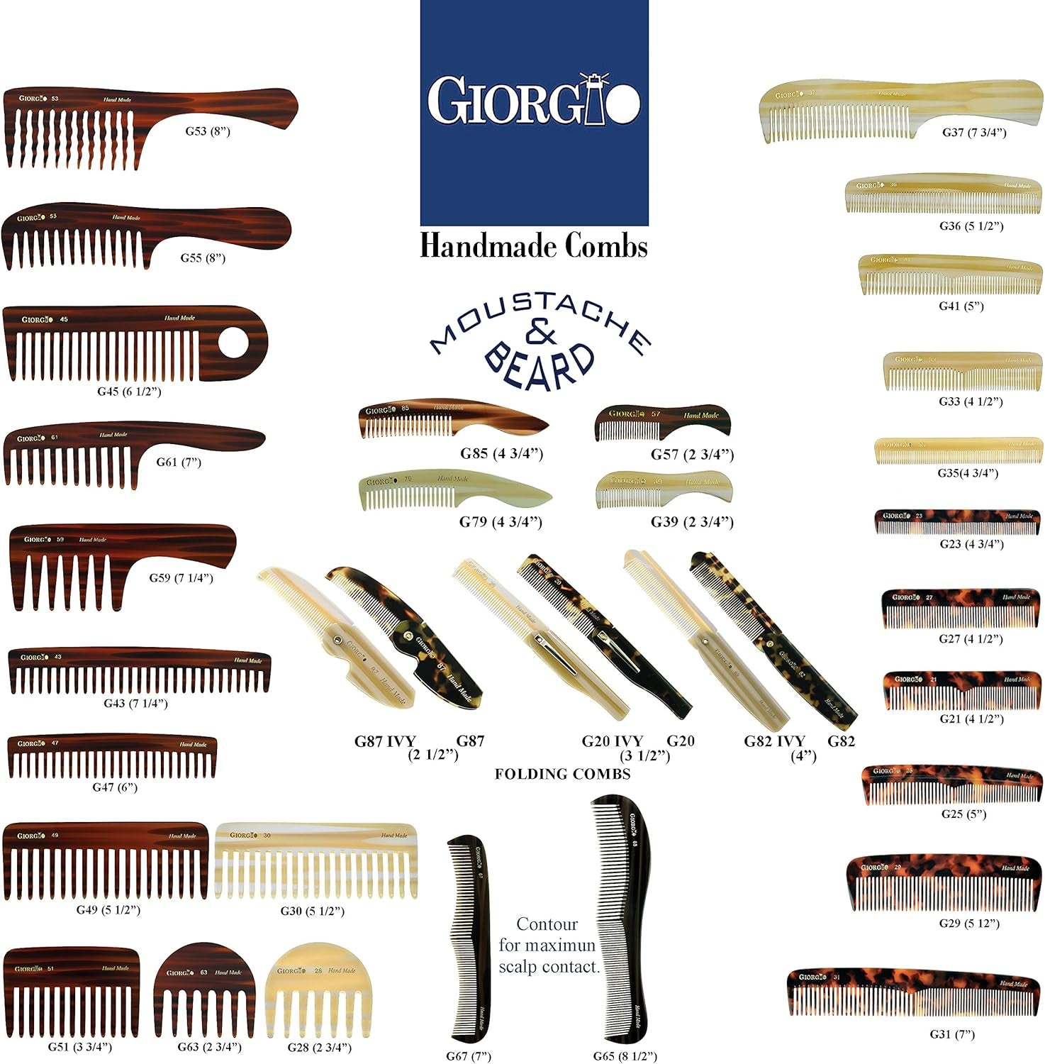 G49 Large 5.75 Inch Hair Detangling Comb, Wide Teeth for Thick Curly Wavy Hair. Long Hair Detangler Comb for Wet and Dry. Handmade of Quality Cellulose, Saw-Cut, Hand Polished, Tortoise Shell