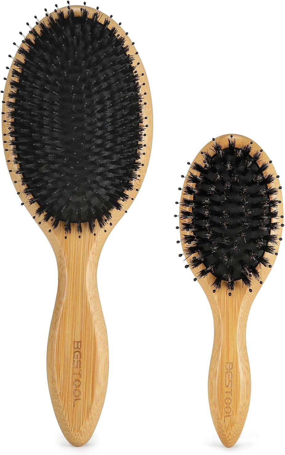 Hair Brush Set,  Boar Bristle Hair Brush Set with Detangling Nylon Pin, Home & Travel Hair Brushes for Women Men Kid All Wet or Dry Hair'S Detangle, Massage, Add Shine (Oval)