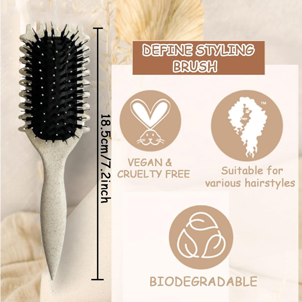 Curly Hair Brush,Curl Brush,Curl Defining Brush,Newest Boar Bristle Hair Brush,Suitable for All Hair Types,Including Hair Grab and Headband,Boar Bristle Hair Brush,Hair Brush for Women(Beige)
