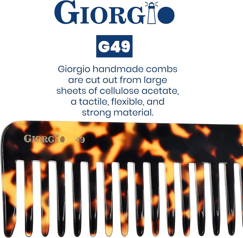 G49 Yellow Tokio, Large Hair Detangling Comb, Wide Teeth for Thick Curly Wavy Hair, Detangler Comb for Wet and Dry, Handmade of Quality Cellulose, Saw-Cut, Hand Polished