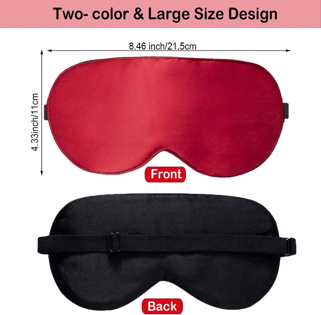 Silk Sleep Mask 100% Pure Silk Eye Mask with Sleep Earplug Adjustable Strap, Eye Sleeping Mask Night Mask Eye Shade Cover (Wine Red)
