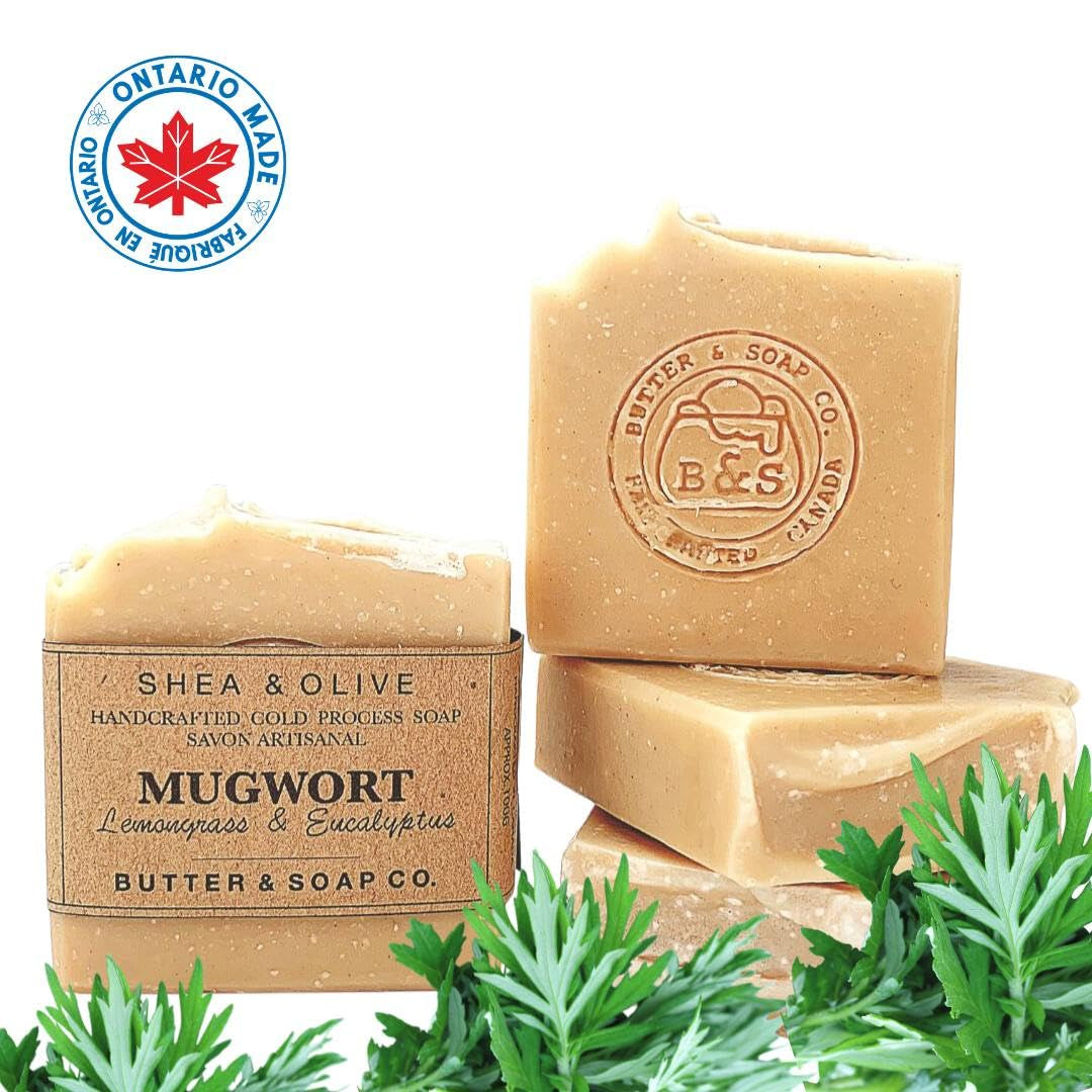 Mugwort Herbal Soap Lemongrass Eucalyptus Natural Cold Processed Face and Body Soaps for Men and Women (Pack of 3)