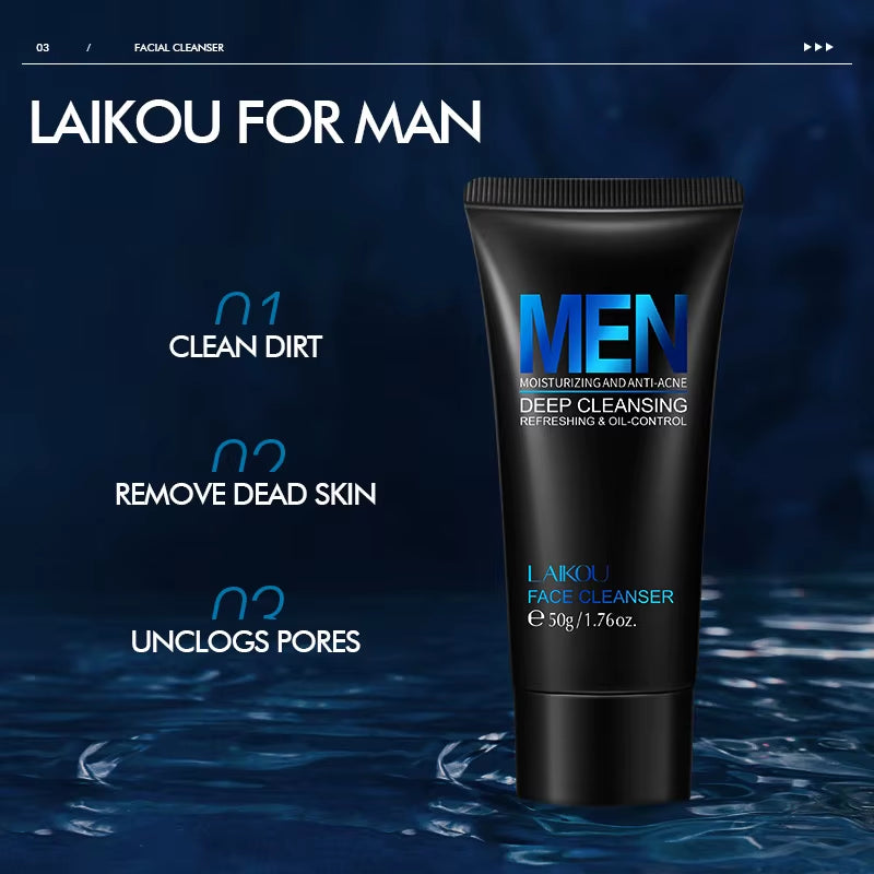 Men Facial Cleanser Face Washing Moisturizing Man Skin Care Oil Control Blackhead Remove Scrub Cosmetics Deep Norishing