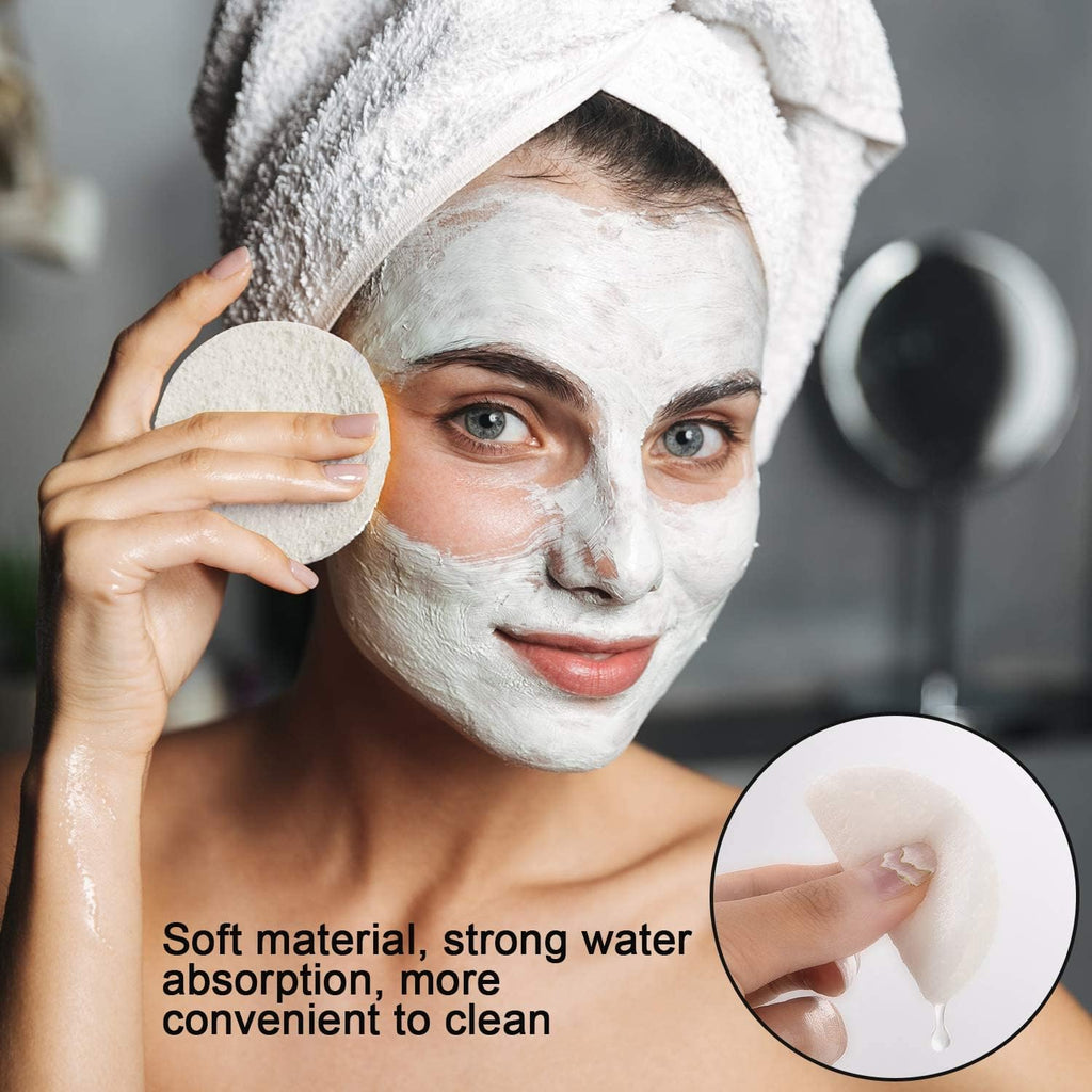60 Count Facial Sponges Compressed Face Sponge Natural Cleaning Sponge for Facial Cleansing, Exfoliating Mask, Makeup Removal (2.4 Inch, White)