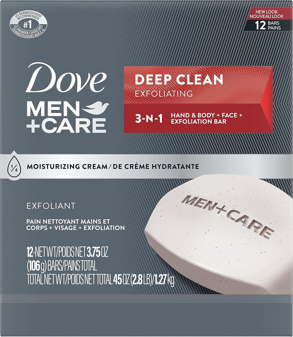 Hand & Body + Face + Exfoliation Bar Soap with Purifying Grains & Body and Face Bar Soap for Healthy and Strong Skin Clean Comfort ¼ Moisturizing Cream 106 G Pack of 6