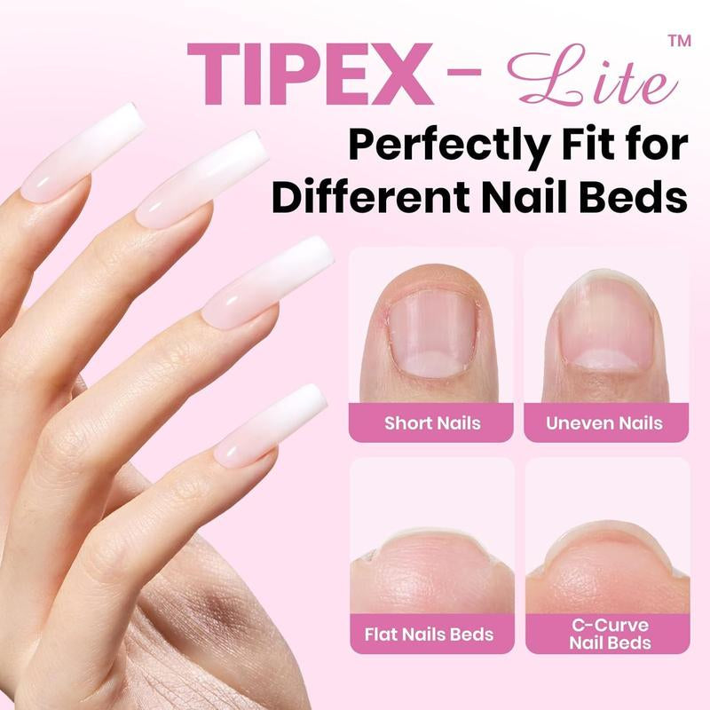 Beetles Tipex Lite Apex Nail Tips, 96PCS 256PCS 512PCS Stiletto Square Almond Coffin Pre-Building Pre-Etched Acrylic Nail Tips for Flat Nails & C-Curves Nail Beds