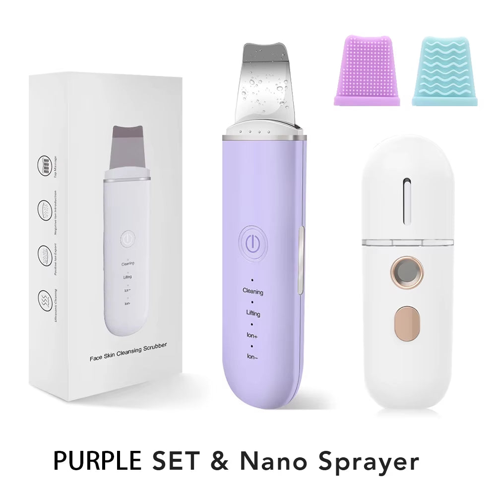 Ultrasonic Skin Scrubber Vibration Face Spatula Blackhead Remover Facial Scrubber Shovel Clean Cavitation Peeling Facial Lifting